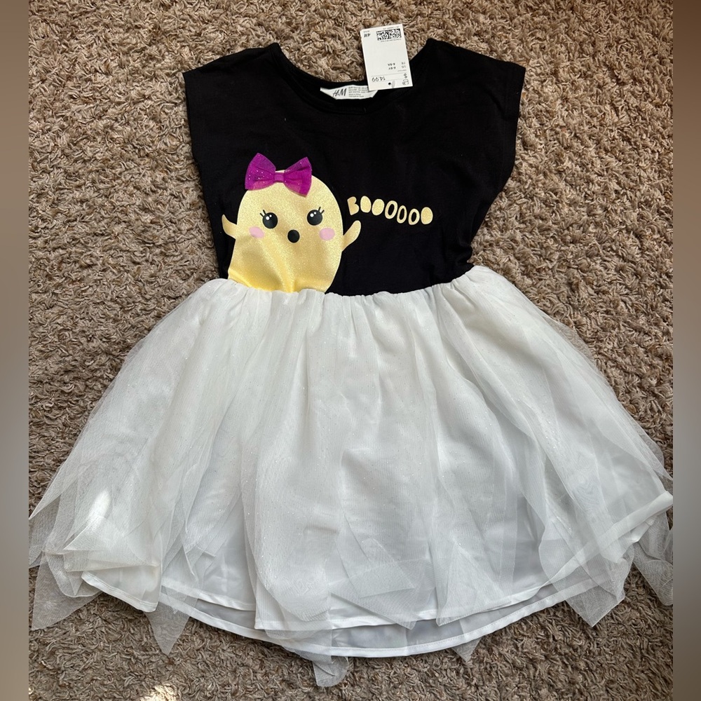 NWT Girl’s H&M Halloween ‘BOO’ Dress; Size 6-8Y